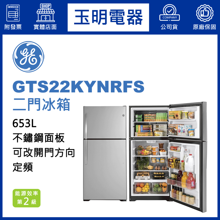 美國奇異653L雙門冰箱 GTS22KSNRSS