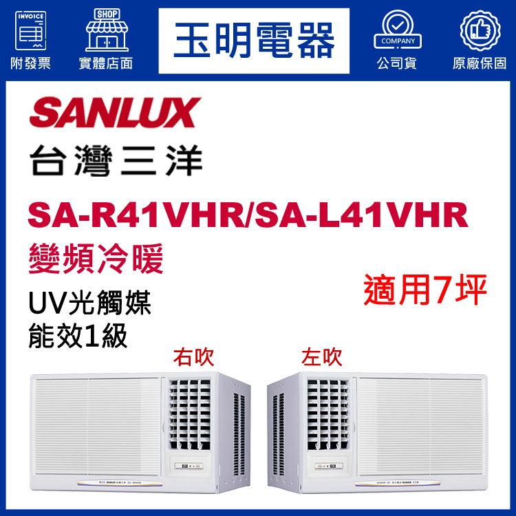 台灣三洋《變頻冷暖》窗型冷氣 SA-R41VHR/SA-L41VHR (適用7坪)