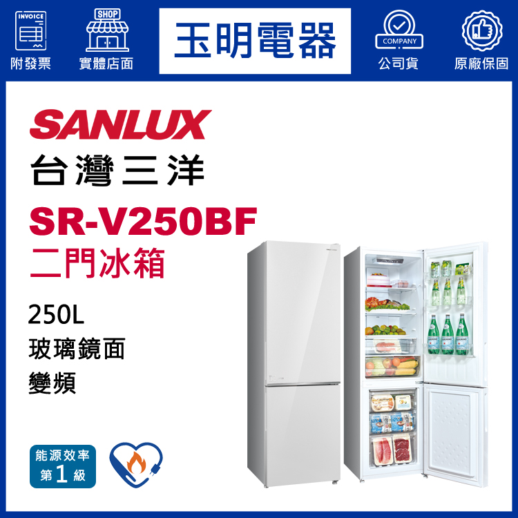 台灣三洋250L變頻雙門冰箱 SR-V250BF