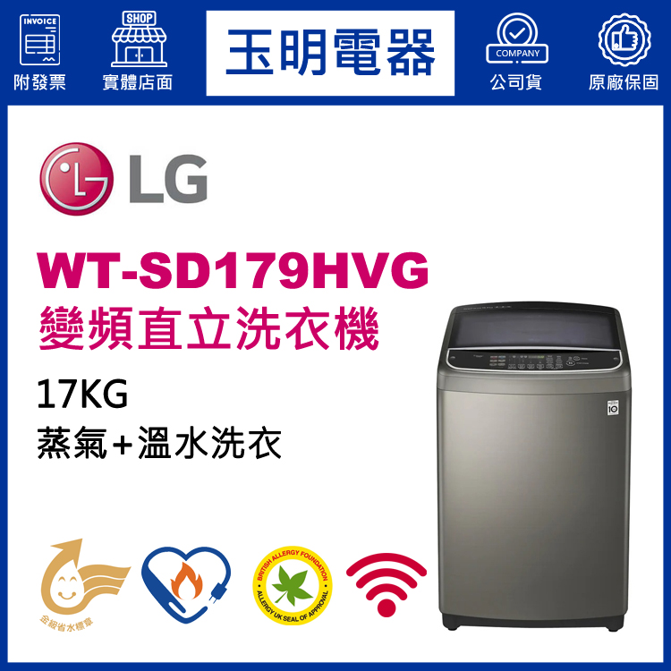 LG 17KG蒸氣變頻直立洗衣機 WT-SD179HVG